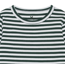 BIRKHOLM Stribet Rib Bluse Perfekt Hvid & Platan Grøn